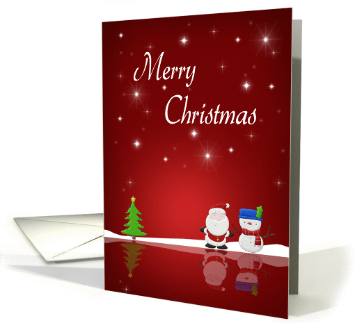 Merry Christmas Snowman and Santa - card (985089)