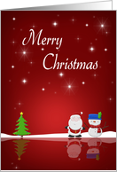 Merry Christmas Snowman and Santa - Card