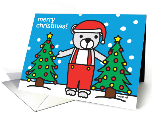Christmas Bear in Snow with Christmas trees, RiRo Zoe card (877950)