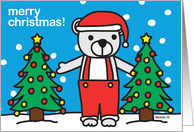 Christmas Bear in Snow with Christmas trees, RiRo Zoe card