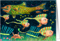 Encouragement, keep it up, imaginary fish, swim upstream card