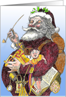 Santa portrait after Thomas Nast, old fashioned Santa, vintage portrai card