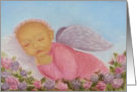 Cinnamon Rose, Angel Baby with roses card