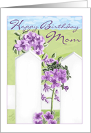 Happy Birthday Mom - Picket Fence and Purple Flowers card