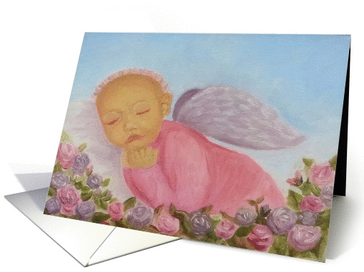 Cinnamon Rose, Angel Baby with roses card (902180)