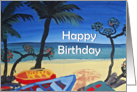 Painted Tropical Scene Birthday card