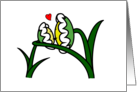 Two Cartoon Happy Flowers Kissing and Hugging in Love card