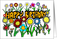 Happy Birthday from Some Happy Flowers card