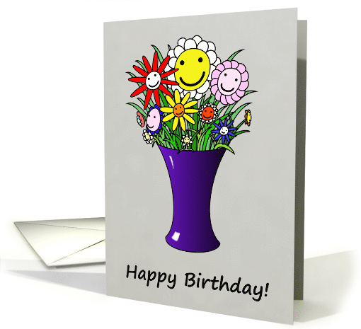 Happy Birthday a Vase of Fun Cartoon Colourful Happy... (888461)