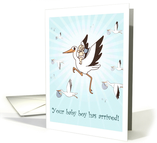 Congratulations on Your New Baby Boy , Storks with Babies card