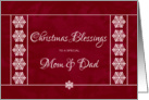 Christmas Blessings for Mom and Dad - Snowflakes card
