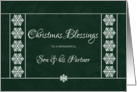 Christmas Blessings for Son and his Partner - Snowflakes card