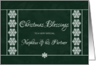 Christmas Blessings for Nephew and Partner - Snowflakes card