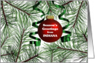 Season&rsquo;s Greetings from Indiana - Pine Branches and Ornament card