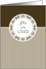 You Are Loved - Brown Striped Whimsy Framed Encouragement card