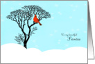 Christmas for Fiancee - Red Cardinal in Tree card