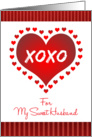 For Husband Valentine&rsquo;s Day Red Hearts and Stripes XOXO card