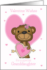 Granddaughter Valentine’s Day Teddy Bear and Pink Hearts card