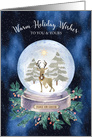 Christmas Peace on Earth Reindeer and Trees Snow Globe card