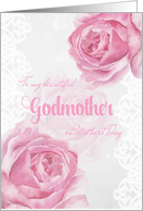 Mother’s Day for Godmother Pink Roses and Lace card