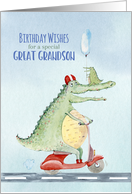 Happy Birthday for Great Grandson Crocodile Riding a Scooter card
