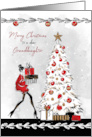 Christmas for Granddaughter Stylish Lady with Gifts and Christmas Tree card