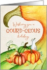 Happy Thanksgiving Gourd Wordplay Pumpkins, Gourds and Autumn Leaves card