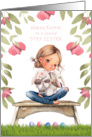 Happy Easter to Step Sister Bunny Hugs and Easter Eggs card