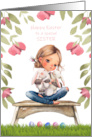 Happy Easter to Young Sister Bunny Hugs and Easter Eggs card