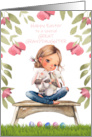 Happy Easter Great Granddaughter Bunny Hugs and Easter Eggs card