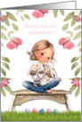 Easter for Girls Bunny Hugs and Easter Eggs Custom Name card