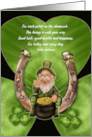 St. Patrick’s Day Leprechaun with Pot of Gold Clovers and Horseshoe card