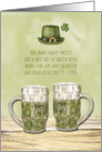 St. Patrick’s Day Mugs of Green Beer Irish Hat and Shamrock card