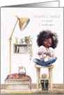 Easter Granddaughter African American Girl Bunnies and Easter Basket card