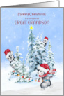 Christmas for Great Grandson Penguins Ice Skating Decorating Trees card