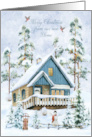 Christmas From Our New Home Snowy Cabin Winter Scene card
