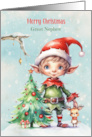 for Young Great Nephew Christmas Elf Christmas Tree Little Reindeer card