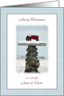 Christmas for Aunt and Uncle ~ Red Tractor in the Snow card