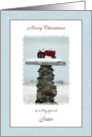 Christmas for Sister, Red Tractor in the Snow card