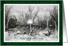 Christmas From our House to Yours Old Hay Rake in the Snow card