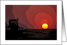 Tractor at Sunset Blank card
