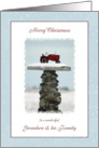 Christmas Grandson and Family - Red Tractor in the Snow card