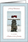 Christmas Nephew & Family - Red Tractor in the Snow card