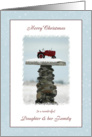Christmas for Daughter and Family - Red Tractor in the Snow card