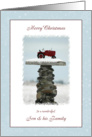 Merry Christmas for Son and Family ~ Red Tractor in the Snow card
