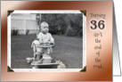 36th Birthday Humor ~ Vintage Baby in Stroller card