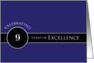 Business Employee Appreciation Celebrate 9 Years Blue Circle of Excellence card