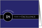 Business Employee Appreciation Celebrate 18 Years Blue Circle of Excellence card