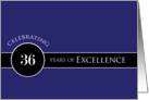 Business Employee Appreciation Celebrate 36 Years Blue Circle of Excellence card