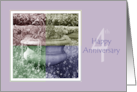 4th Wedding Anniversary Quad Color Flower Urn card